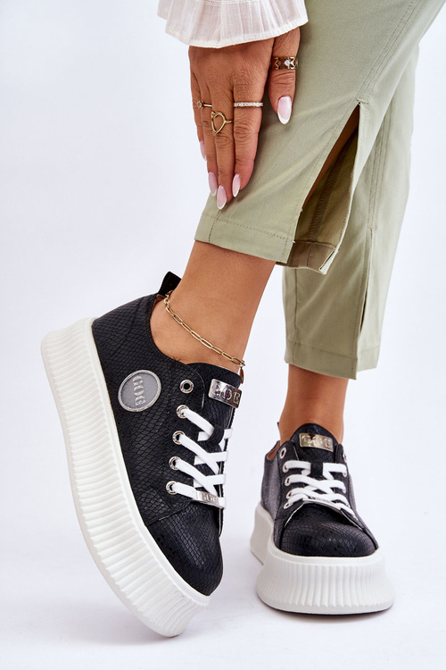 Sneakersy Buty Sportowe Damskie Czarne GOE JJ2N4127