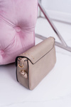 Torebka Damska Mała Kuferek Złote Nity Beżowa
