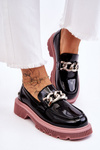 Patent Moccasins With Chain GOE LL2N4039 Black-Purple
