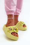 Women's Foam Slippers With Decorations On Thick Sole Lime Bremavia