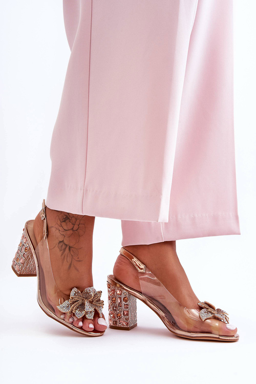 ransparent Glitter Stylish Sandals Gold Pink SBarski MR1037-18 T