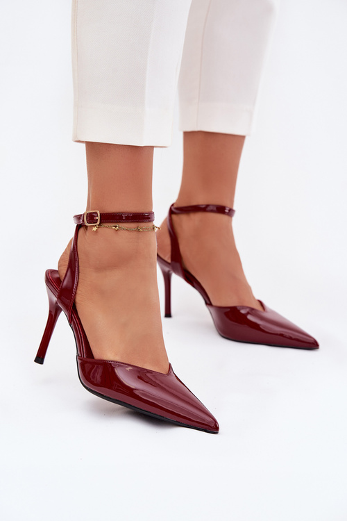 Lacquered high heels with open heel Bordeaux Laretta