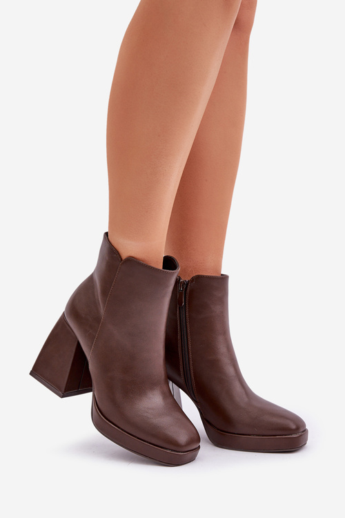 High Heel Booties Eco Leather Dark Brown Selarae