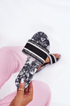 Patterned Flat Women's Slippers Black Leysi