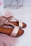 Women's Flat Sandals With Straps And Zircons Pink Madeline