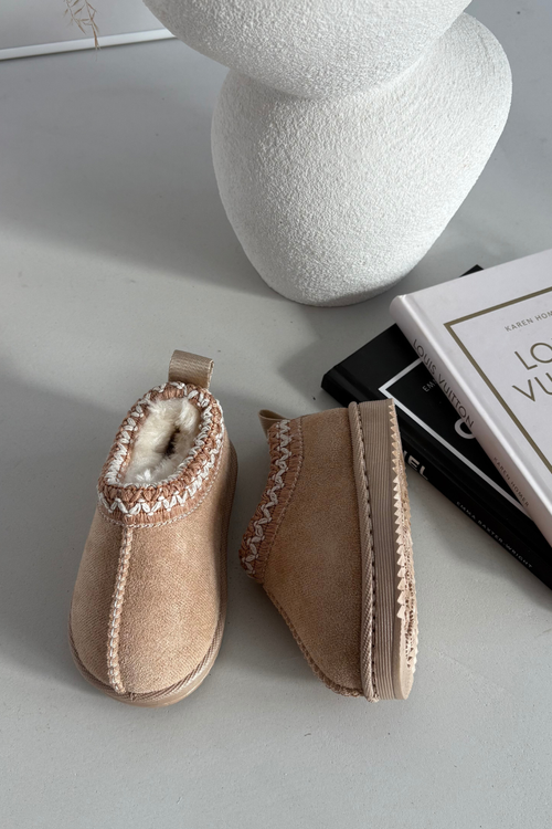 Dziecięce Śniegowce Haft Platforma Beżowe Prina