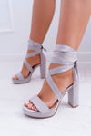 Women's Stiletto Sandals Platform Tied Grey LaFiesta