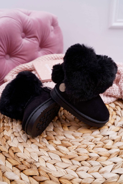 Children's Boots Snow Boots with Fleece Black Kiks