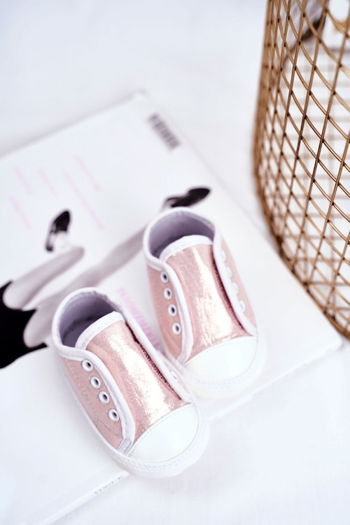 Children's Sneakers With Brocade Baptism Pink Milley