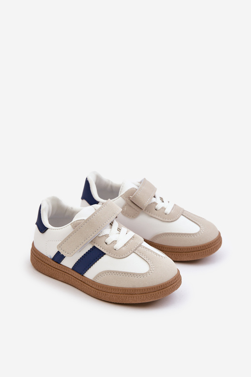 Children's Velcro Sneakers White-Blue Tromella
