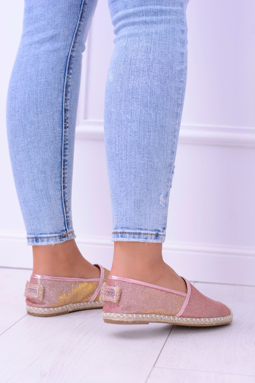 Lu Boo Rose Gold Brocade Espadrilles