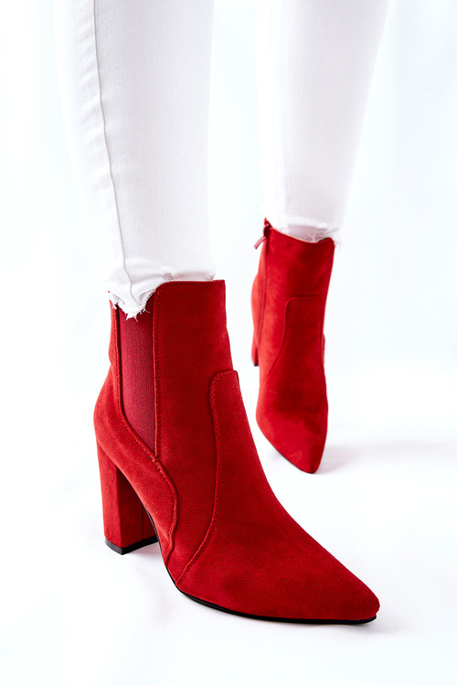 Women's Suede Boots On Heel Red Kastren
