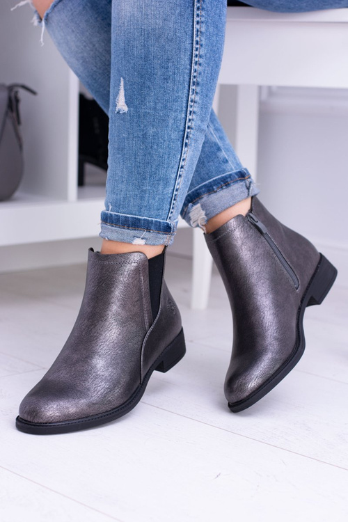 Sergio Leone Dark Grey Vuko Flat Heel Boots
