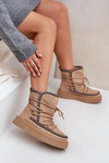 Women's Snow Boots With Embroidery On Platform Brown Naleris