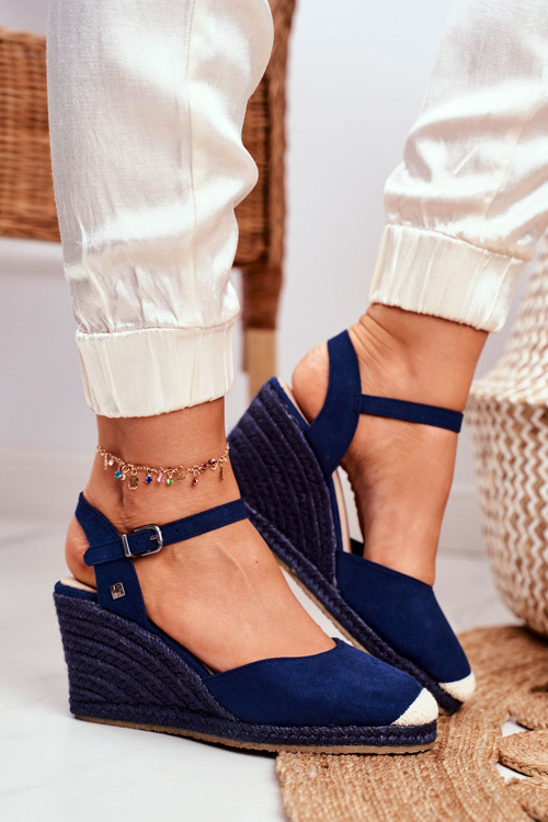 Women's Sandals On Wedge Heel Big Star Navy DD274A172
