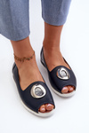 Women's Pumps with Eco Leather Decoration Navy Blue Biolita