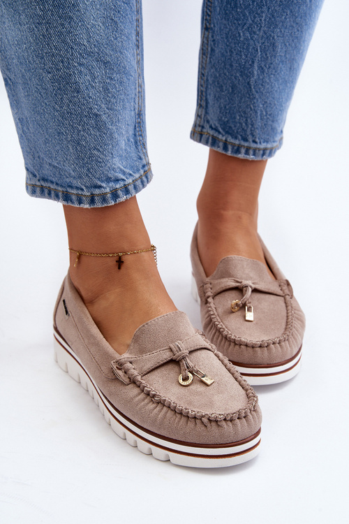 Women's Platform Loafers Beige Railav