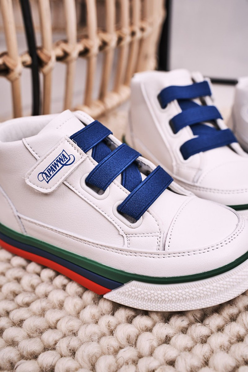 Children's High Sneakers With Welt White Navy Blue Baxter