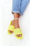 Women's Rubber Slippers Neon Yellow Let's Swim