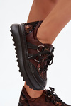 Sneakersy Damskie Skóra Naturalna Platforma Czekoladowe Maciejka 06562-25