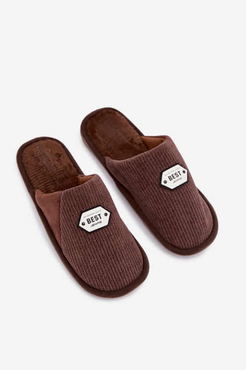Men's Slippers With Embroidery Brown Presine