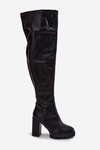 Women's knee-high boots on heel eco leather black Tahlina