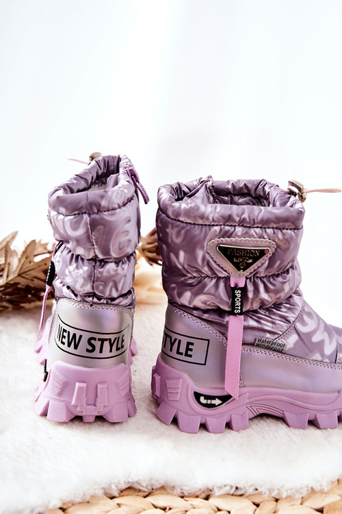 Children's Warm-up Snowboots with zip Purple Cleome