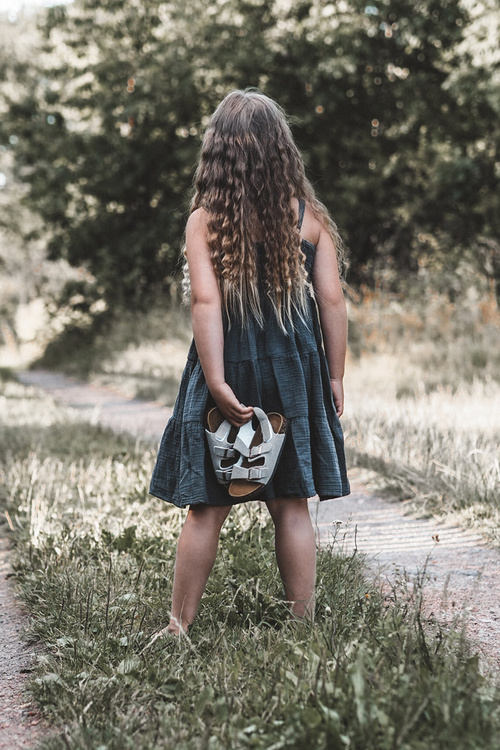 Children's Sandals on Cork Platform with Velcro Closure in Grey Rorria