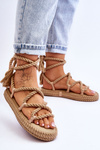 Tied Sandals On A Massive Platform Dark beige Can't Wait