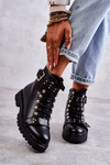 leather boots with a decorative belt Black Sabine