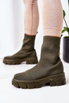 Elastic Fabric Boots On The Platform Green Inspiration