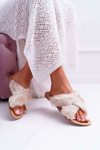 Women's Furry Flip Flops Lu Boo Ecru