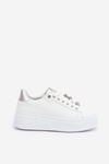 Eco Leather Sneakers With Clips White-Silver Enalirae