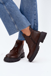 Insulated Low Women's Ankle Boots With Decoration On Zipper Brown Lavira
