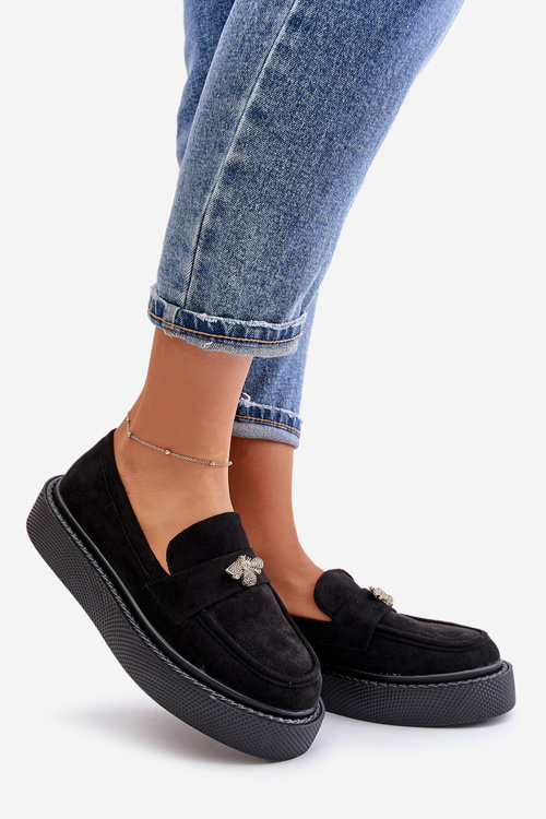 Women's Platform Moccasins Black Erithine