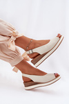 Leather Wedge Sandals Artiker 56C2316 Light Beige