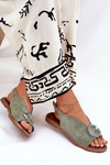 Flat Sandals With Decoration Green Haliones