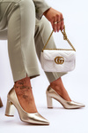 Classic Pumps On A Decorative Heel gold Elizabeth 