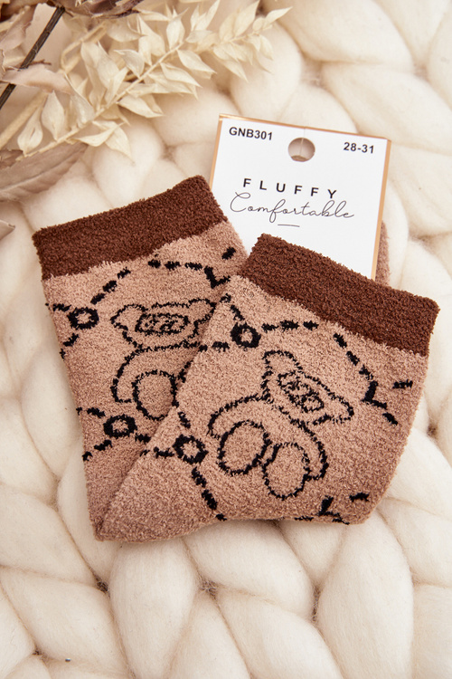 Youth Warm Socks with Bear Brown