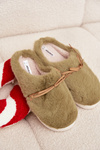 Furry slippers with bow green Minella