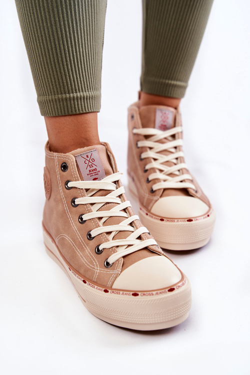 Women's High Warmed up Sneakers Cross Jeans KK2R4045C Beige