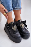 Women's Sneakers on a Chunky Sole with Gold Decoration CheBello 4530 Black