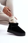 Fashionable Suede Low Snow Boots Black Nucca
