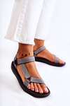 Classic Women's Sandals With Velcro Grey Kalla