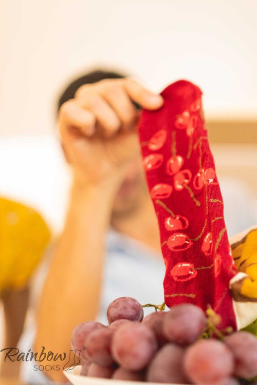 Rainbow Socks New York cheesecake with cherry 1 Pair