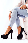 Classic Suede Platform Stilettos Black Silly