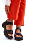 Women's Leather Flat Sandals Black Dean