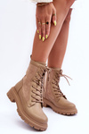 Women's Leather Lace-up Boots Beige Faustina