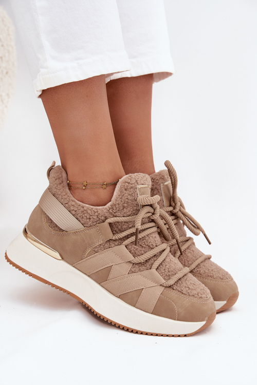 Insulated Women's Sneakers Platform Beige Juvira
