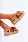Women's Slippers On A Wedge With A Bow Brown Tayla